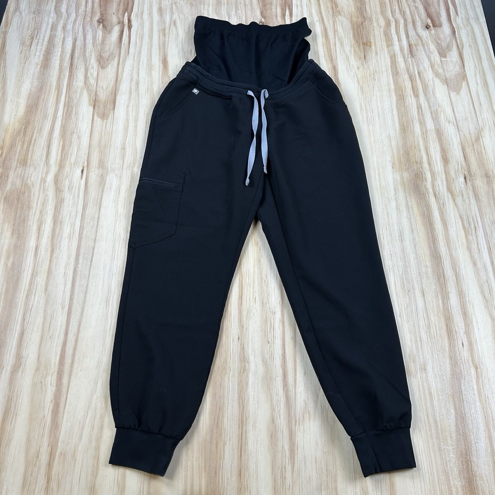 FIGS Maternity Women's Small Black Jogger Pants Stretch Drawstring Scrub Active
